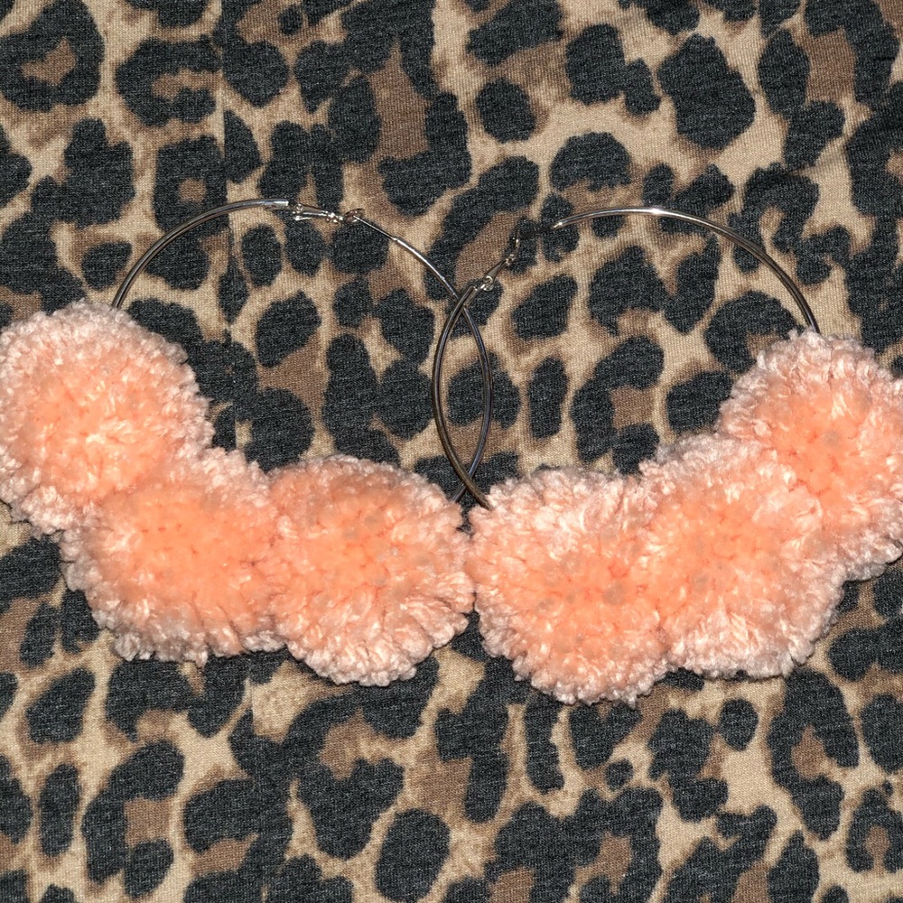 Peach Pom Pom hoops